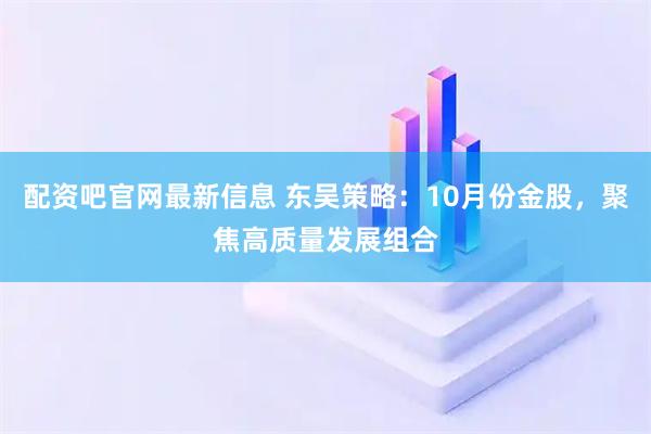 配资吧官网最新信息 东吴策略：10月份金股，聚焦高质量发展组合